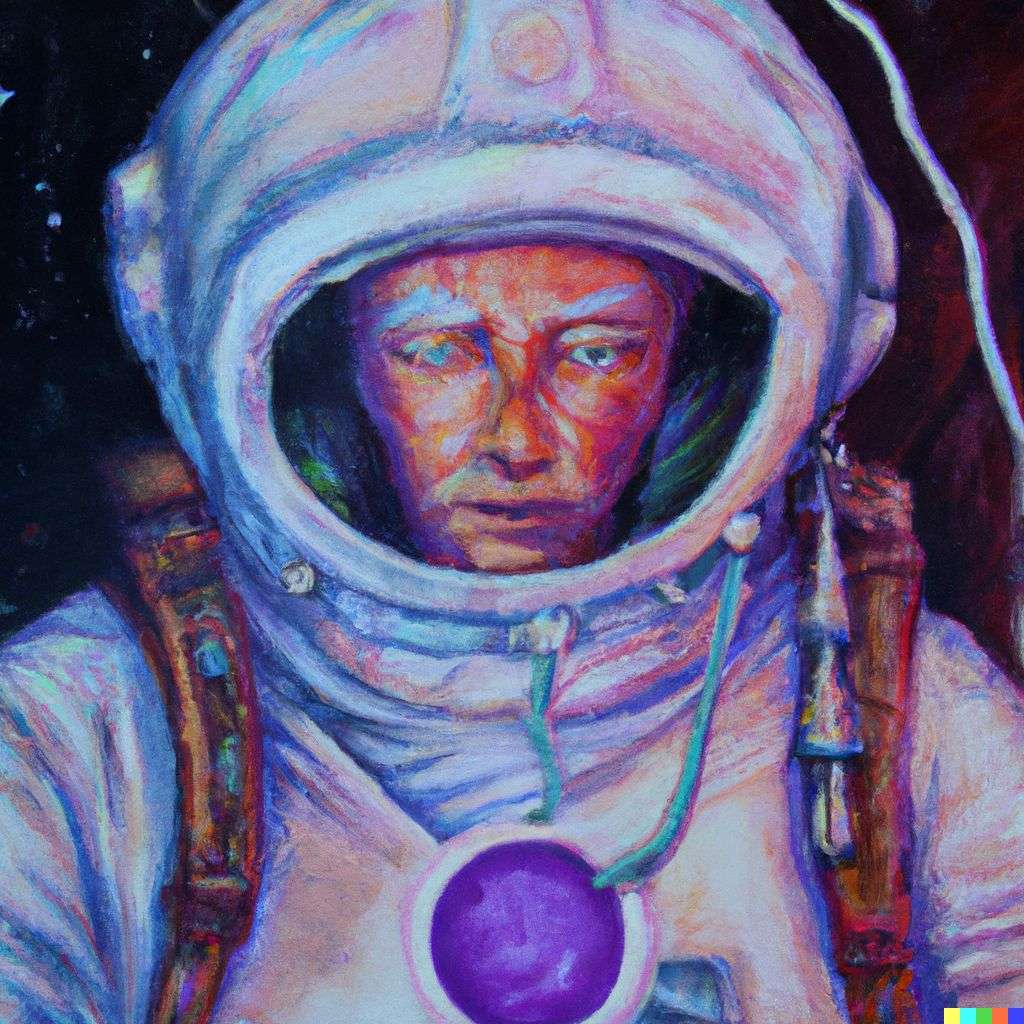 an astronaut, painting by Amanda Sage